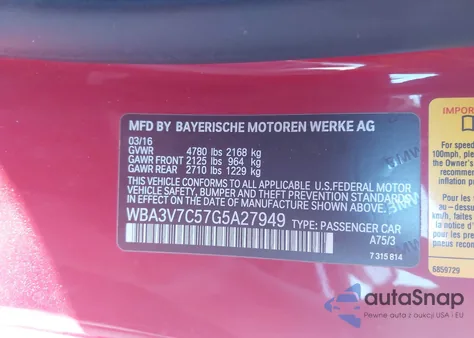 2016 BMW 428I z USA, uszkodzony, nr VIN WBA3V7C57G5A27949